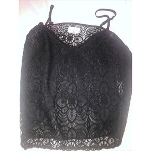 Ralph Lauren Denim & Supply Black Macramé Hippie Crop Festival Cami Boho Top XL